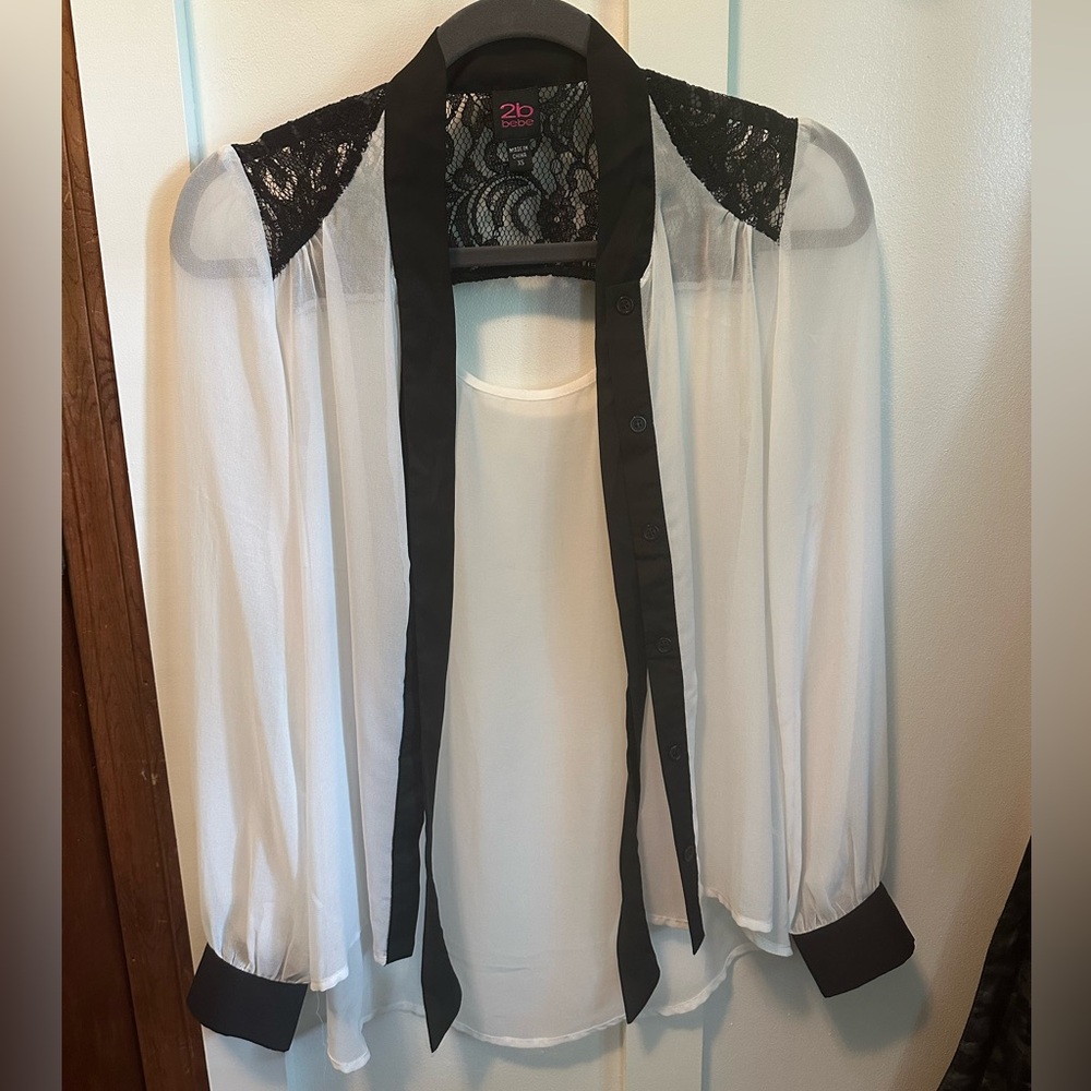 White & Black Lace blouse